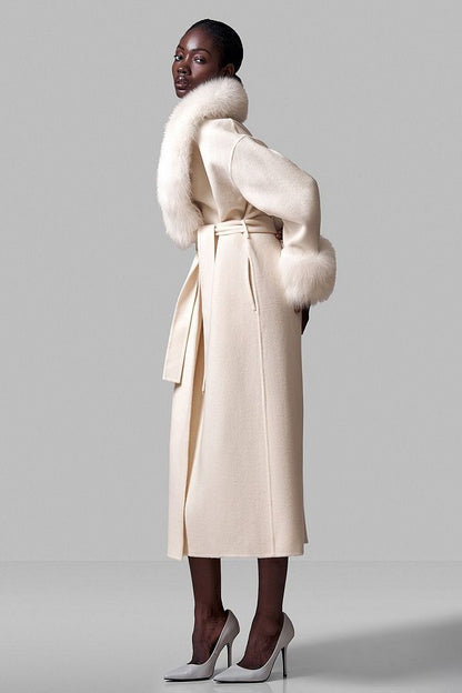 100% Wool Coat with Detachable Arctic Fox Fur