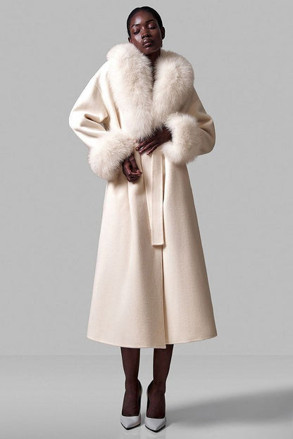 100% Wool Coat with Detachable Arctic Fox Fur