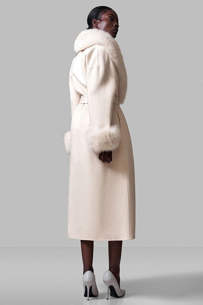 100% Wool Coat with Detachable Arctic Fox Fur