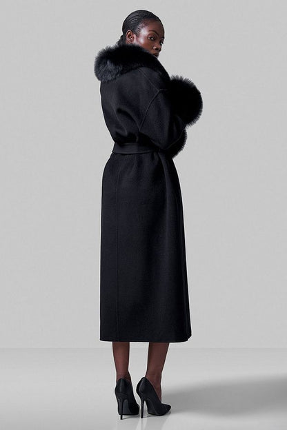 100% Wool Coat with Detachable Arctic Fox Fur