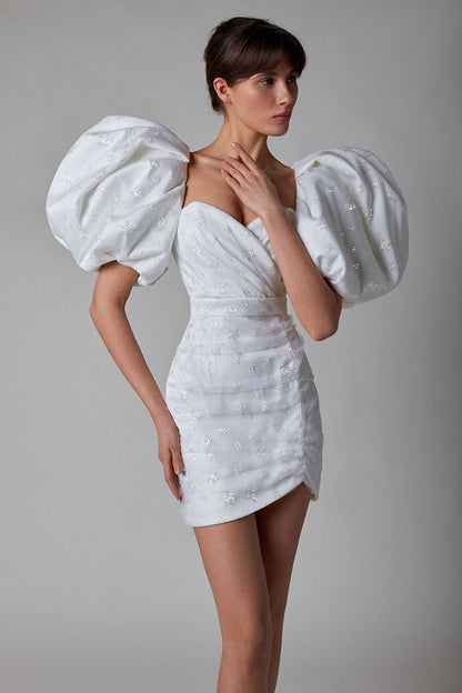 Sparkly dress with puff sleeves