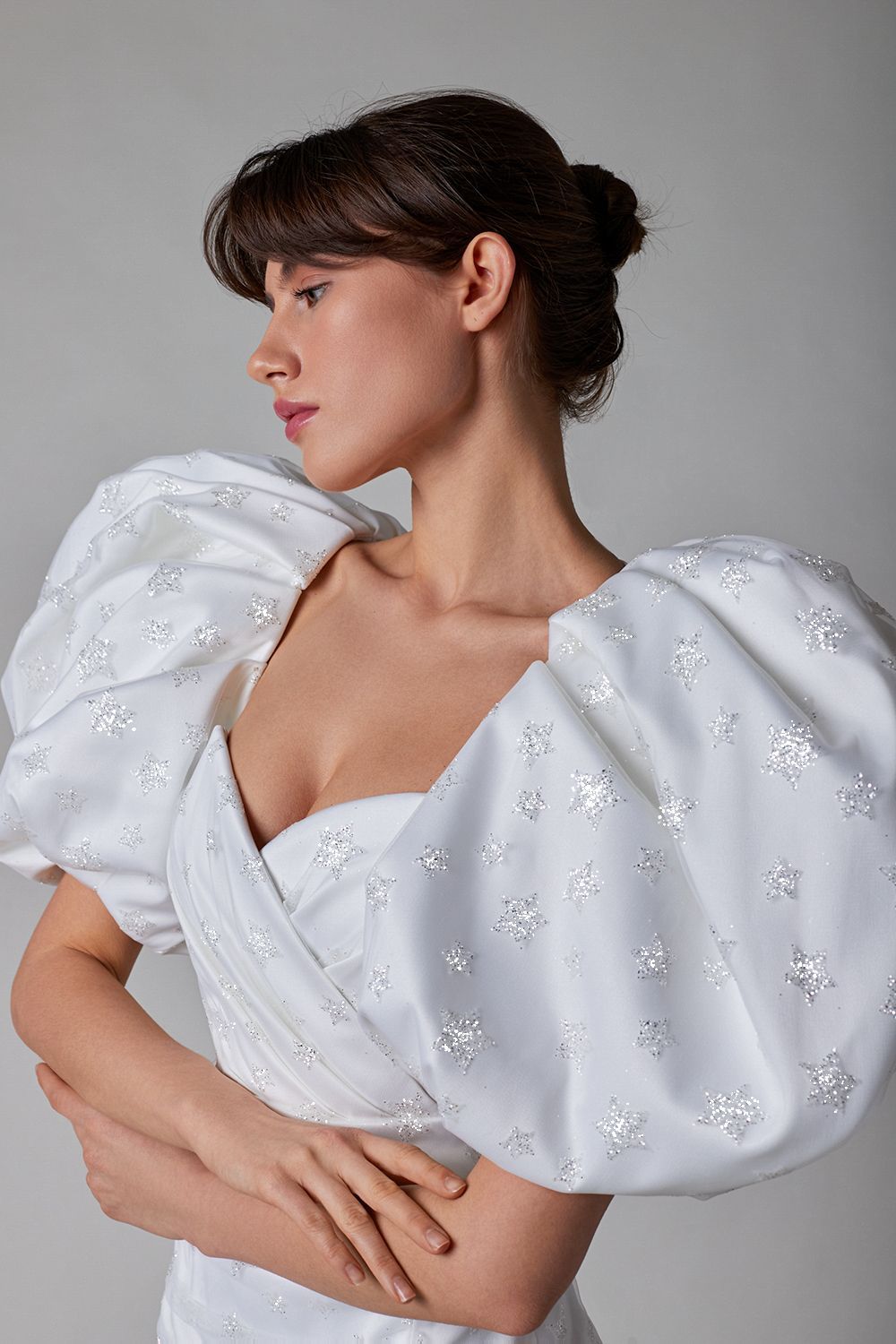 Sparkly dress with puff sleeves