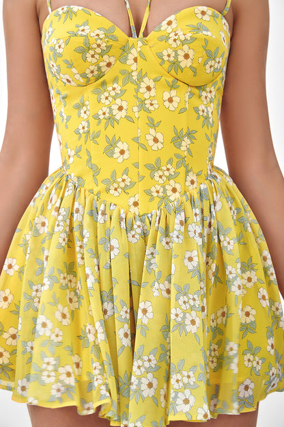 Floral Sculpted Corset Romper