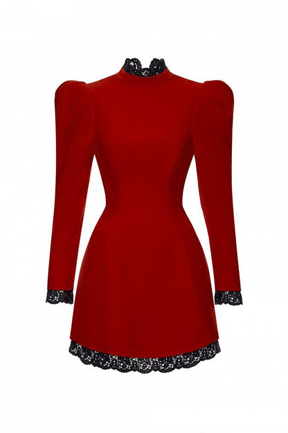 Lace-Trim Mini Dress