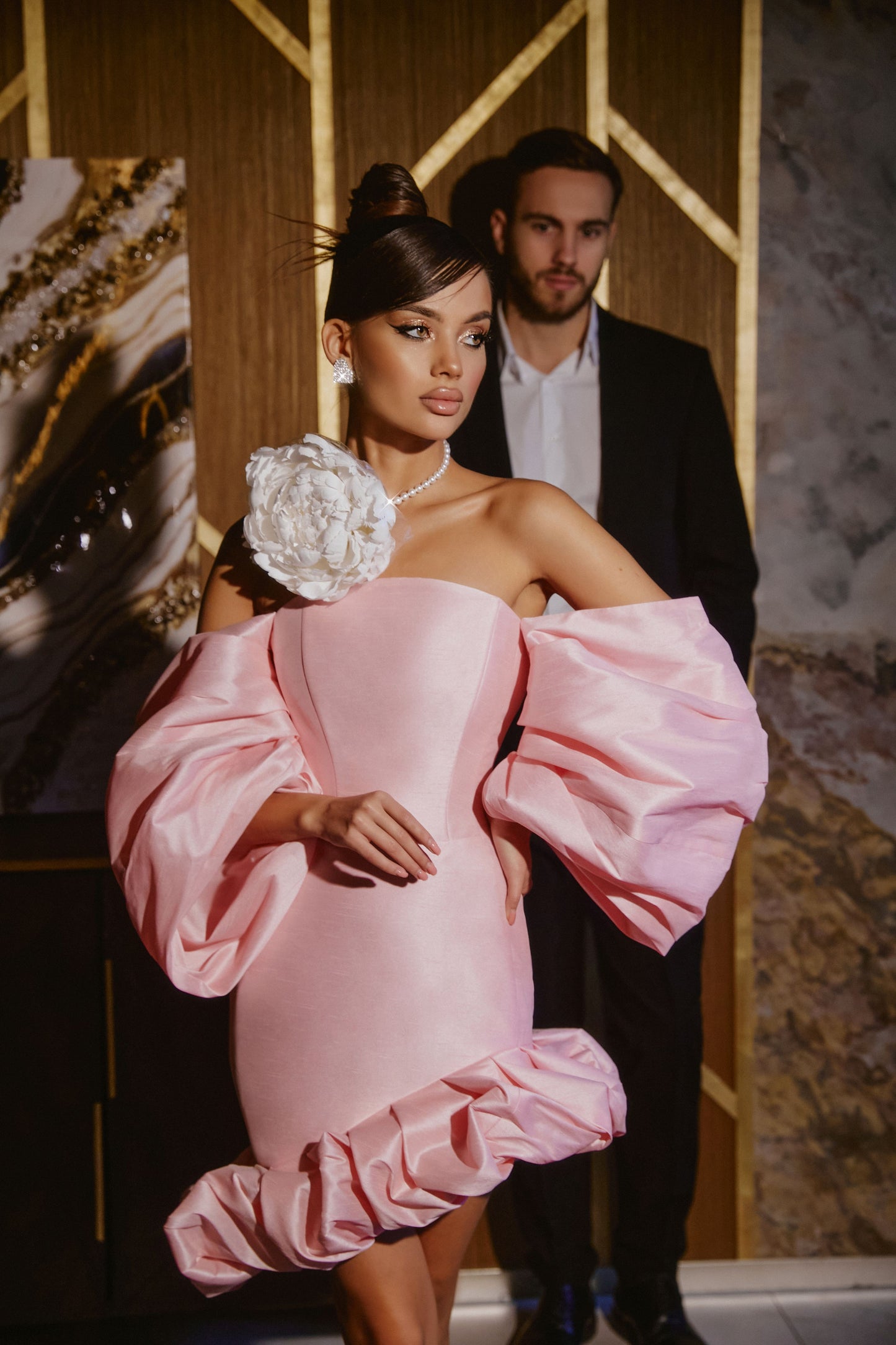 Asymmetric puff dress