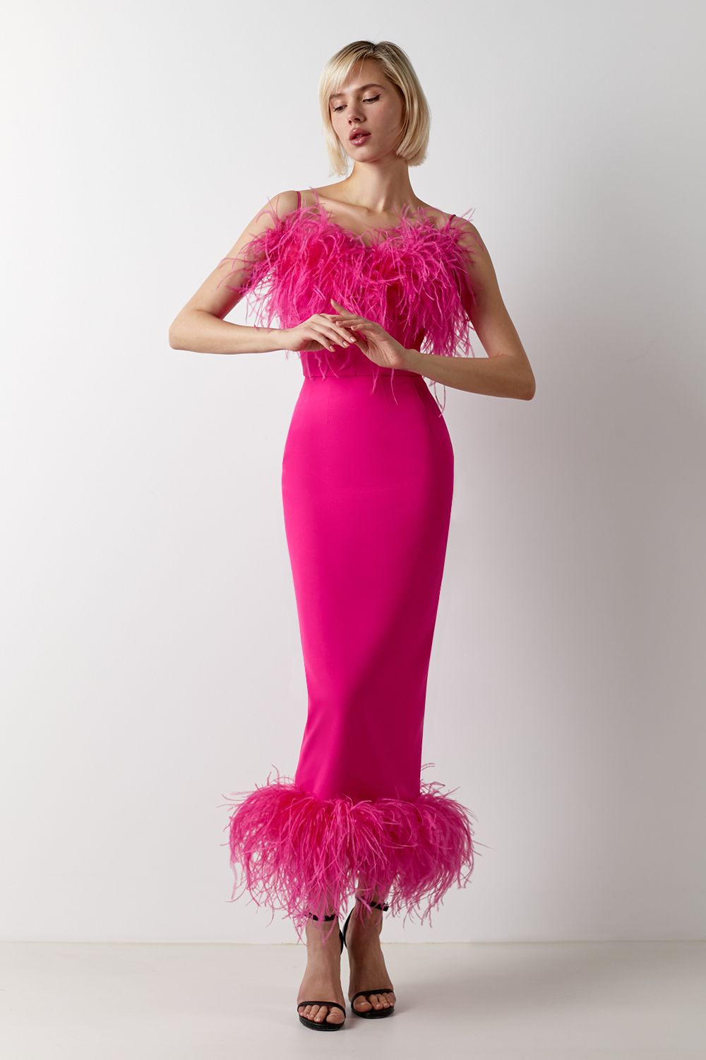 Ostrich feathers crop top