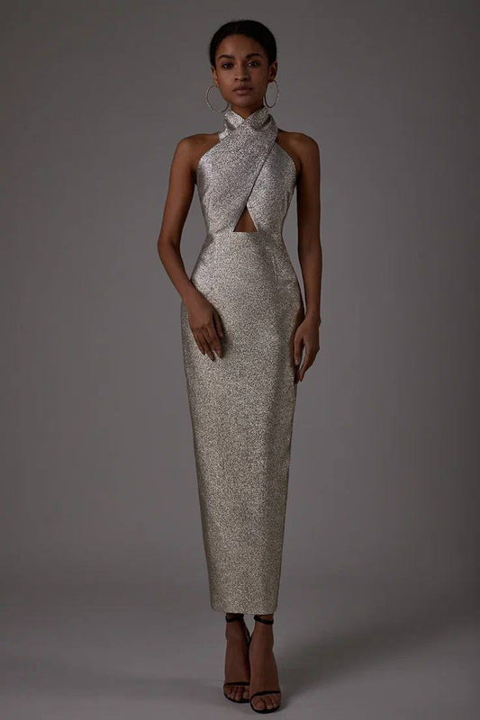 Shiny halter dress