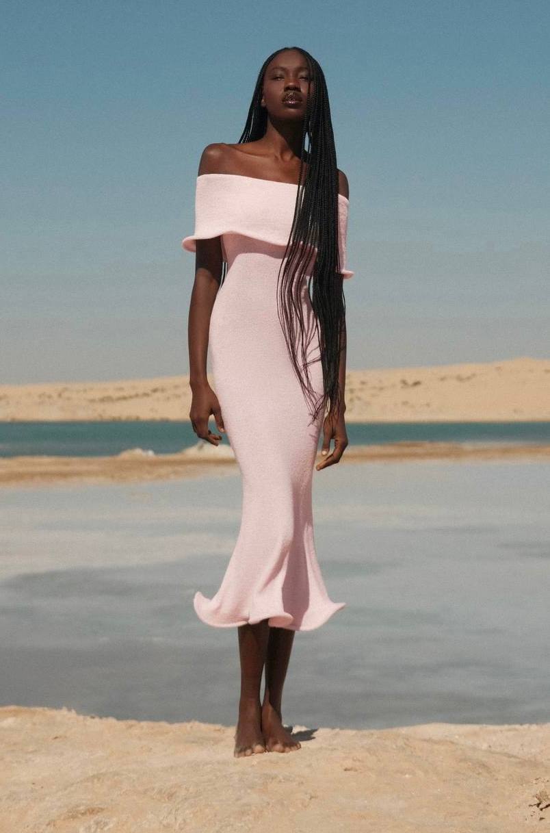 Fitted Knit Dress with Hem Detail