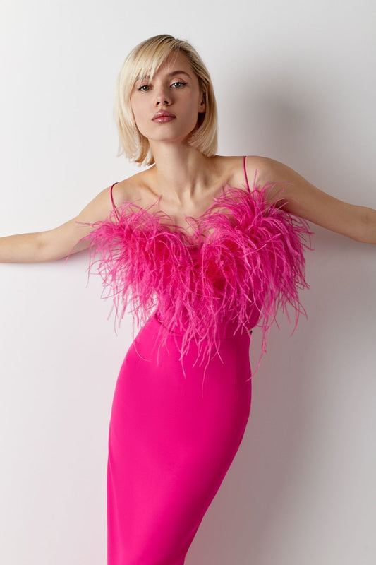 Ostrich feathers crop top