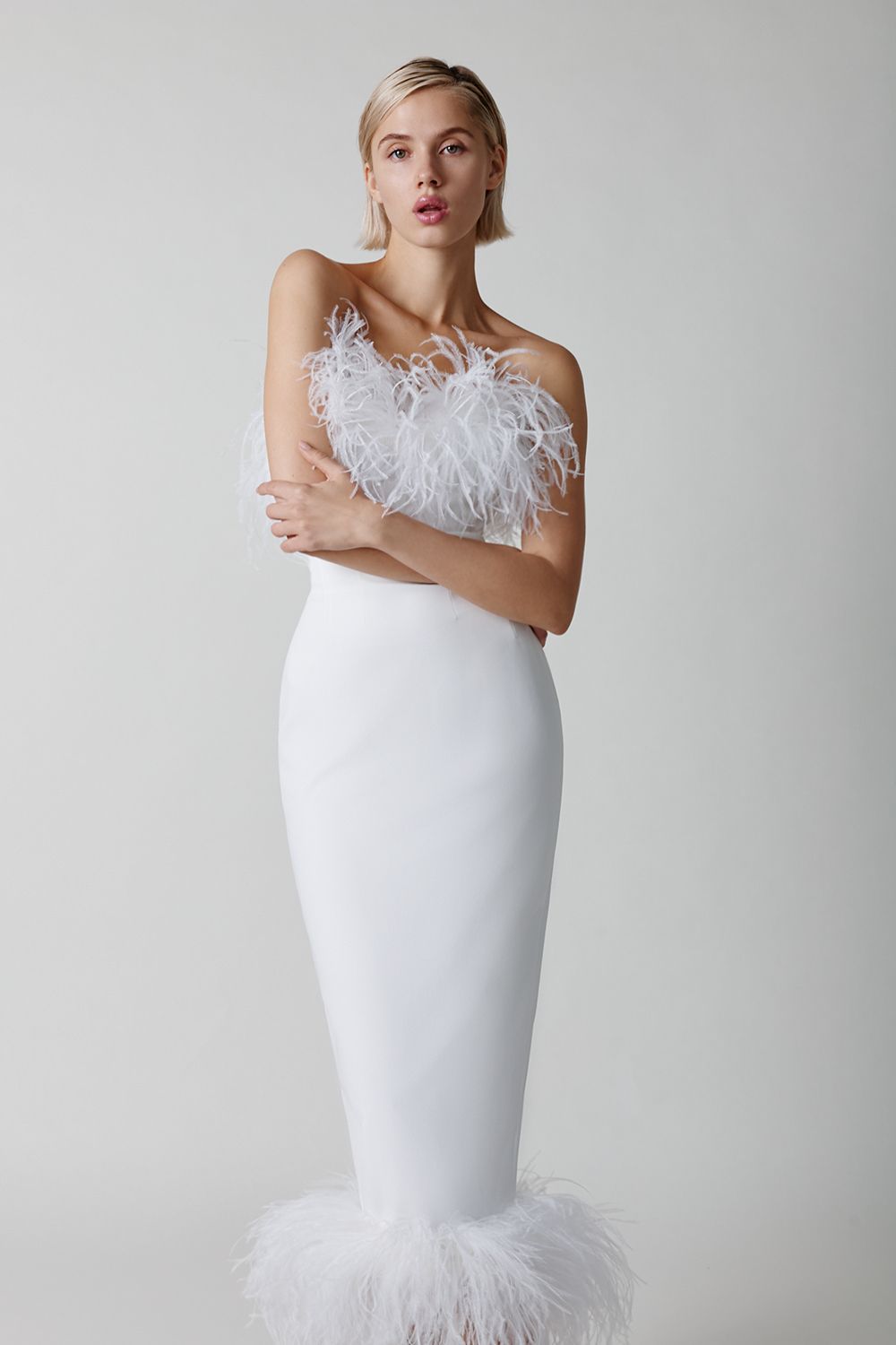 Feather pencil skirt
